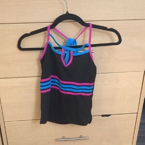 Riva USA Black Tank Top with Pink and Blue Accents